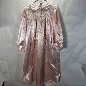 Vintage Pink Satin Lace Nightgown Size Petite Large